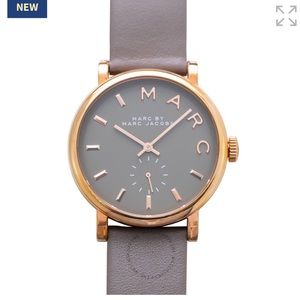 Marc jacobs leather and rose gold watch